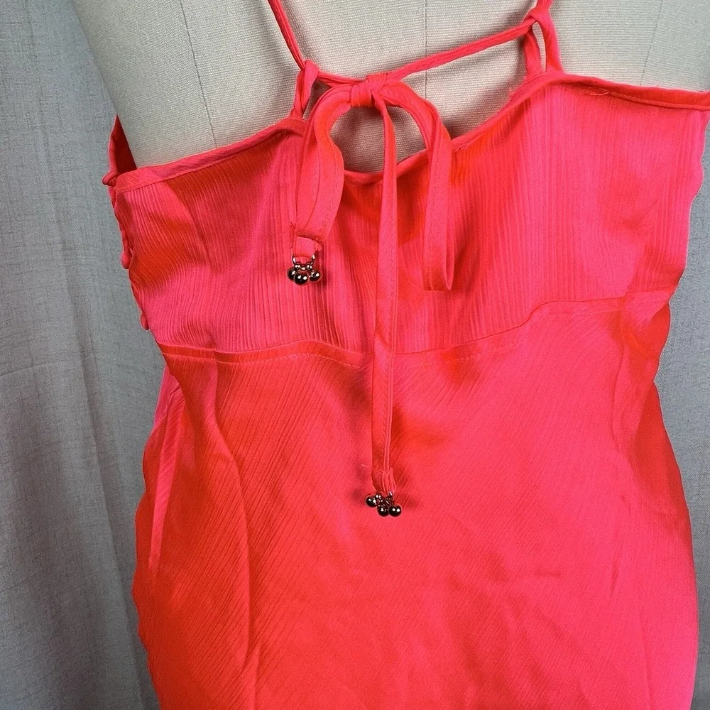 NEW! Intimately Free People Hang On Halter Neon Pink Slip‎ Dress Large Sexy $50